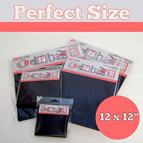Grafix Medium Weight Acid-Free 0.055” Chipboard Sheets, Create Three-Dimensional Embellishments For Cards, Papercrafts, Mixed Media, Home Décor, And More, 12 X 12, Black, 25 Count #TOP2
