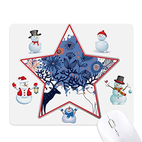Tapis de souris élan bonhomme de neige et étoiles pour bureau d'hiver cosy
