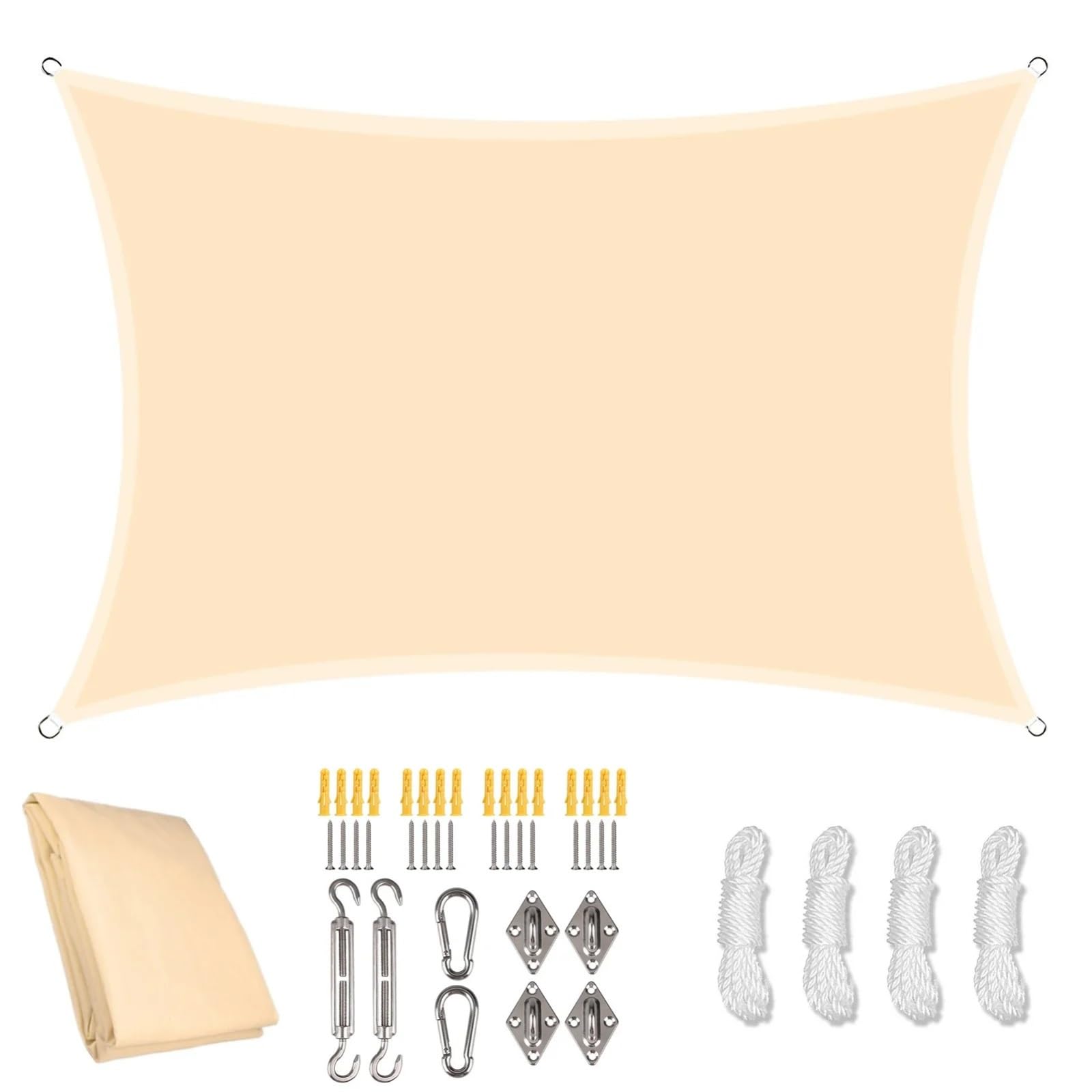 Voile d'ombrage solaire résistant au vent toile ombrage extérieur 2x3m avec fixations