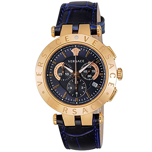 [VERSACE（ヴェルサーチ）] 腕時計 Ｖ－ＲＡＣＥ ＣＨＲＯＮＯ ネイビー文字盤 クォーツ 日常生活防水 サファイアガラス 42mm VERQ00120 メンズ ネイビー [並行輸入品]