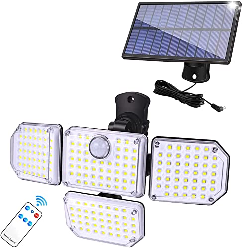 Fucidan Solarlampen für Außen 180 LED Solar Außenleuchte mit Bewegungsmelder 360°Beleuchtungswinkel IP65 Wasserdicht Solar Wandleuchte für Garten mit 16.5ft Kabel Cover