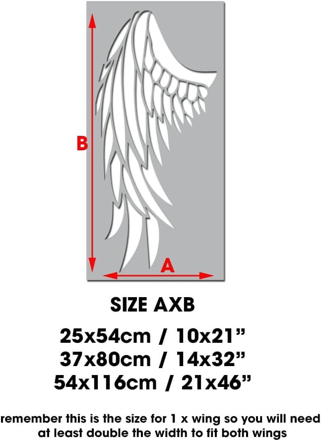 Ideal Stencils Angel Wings Stencil, Large Wall Painting Stencil, Inside, Outside Use, Great for Any Space, (25x54cm)