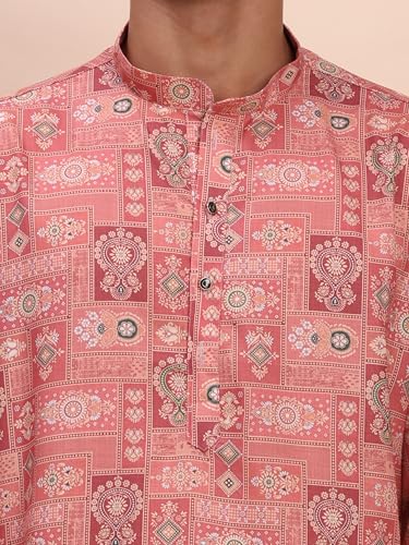 Image of Pro-Ethic Style Developer Men's Cotton Printed Kurta Pajama Set Traditional Outfit | Mandarin Collar (E-129)
