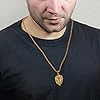Flongo Men's Rock Gold Stainless Steel Biker Lion Head CZ Pendant Necklace, 22 inch Chain #4