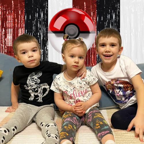 Image of TONIFUL Black Red White Door Streamers,Black Red and White Photo Booth Backdrop Metallic Streamers Foil Fringe Curtain for Birthday,New Year,Graduation,Grad,Baby Shower Party Streamers Decoration