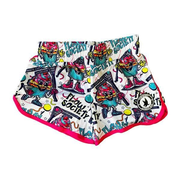Flow Society Cupcake Society Girls Athletic Shorts - Gym - Sports - Activewear - Patterned - Basketball - Lacrosse Shorts