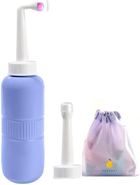 Momwasher Postpartum Care Bottle Portable Bidet Sprayer Bottle, Shattaf Mom Washer 2 in 1 Travel Handheld Personal Hygiene Tushy Bidet Upside Down Squeeze Flusher 400Ml &Angled Nozzle (Purple)