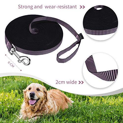 Image of Hi Kiss Dog /Puppy Obedience Recall Training Agility Lead - 15ft 20ft 30ft 50ft 100ft Training Leash - Great for Training, Play, Camping, or Backyard(50ft,BL+PK)
