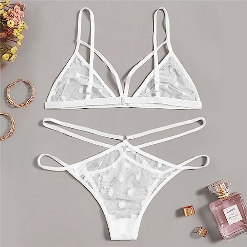 Ensemble de lingerie érotique trois points avec bikini transparent sexy