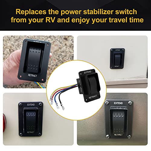 387874 Rv Electric Stabilizer Jack Switch Compatible With Lippert High Speed Stabilizer Jacks, Power Stabilizer Jack Extend Retract Switch With Harness & Extra Terminals | Ip66-Rated Waterproof, Black #TOP6