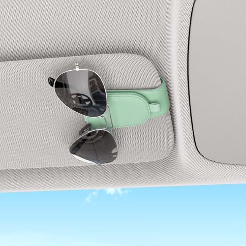 Image of Sotfamily Sunglass Holder for Car Visor, Suede Cloth Magnetic Sunglass Organizer for Car Accessories, 2 Packs, Pastel Green