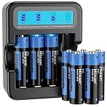 Hixon 1.5V AA Rechargeable Lithium-ion Battery 8pc with LCD charger,3500mWh Hixon AA Rechargeable Batteries for home appliances and Office Devices,1.5V Constant Output