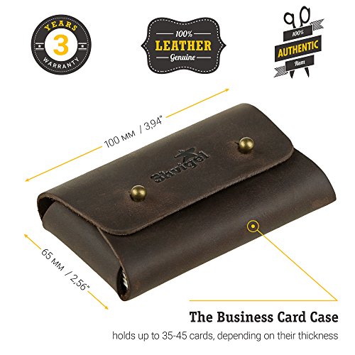 Business Card Holder - 100% Genuine Leather - Visiting Card Case - Front Pocket Card Wallet Organizer (Brown Vintage)2