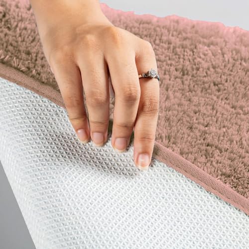 Image of LUXE HOME INTERNATIONAL Rectangular Bath Mat Super Soft Ultra Absorbent Mat Microfibre 3200 GSM Door Mat For HOME /Kitchen /Bathroom /Bedroom /Kid'S Room Floor Mat (40X60 Cm) Pack Of 2, Peach