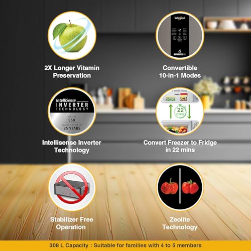 Image of Whirlpool 308 L 2 Star Frost Free Inverter Double Door (IFPRO INV CNV 355 Arctic Steel(2S)- TL, 2023 Model)
