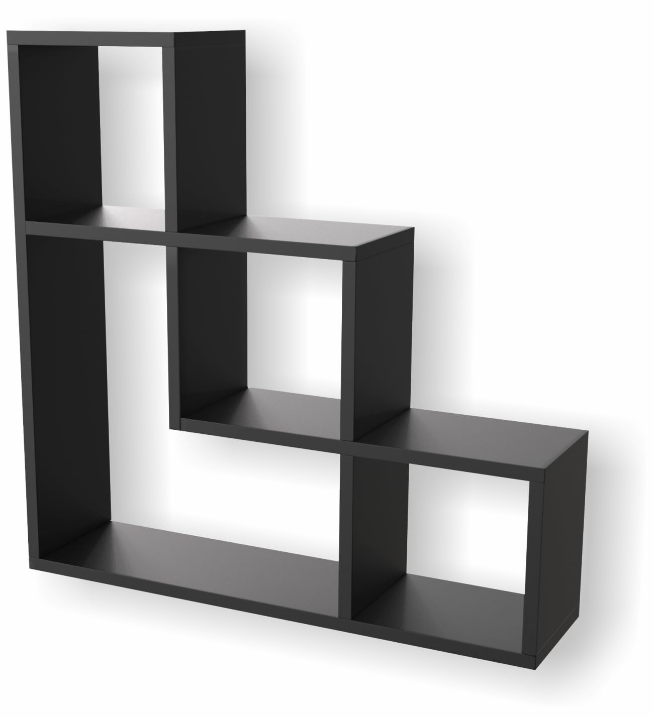 Home Sparkle Wall Mounted Display Shelf Unit, Wooden, 4 Sections, Large Wall Shelf (61x61x15-CM). (Black)