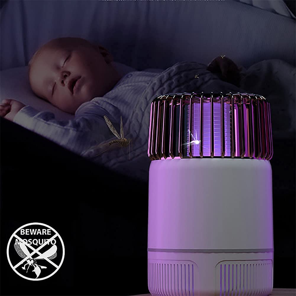 Lampada elettrica per Uccidere la zanzara, 365Nm LED UV Bug Forte Vento Anti zanzara Trappola per Mosche USB per Esterni, Interni e Giardino (Bianco)