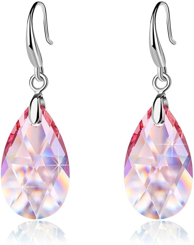 Austrian Crystal Teardrop Dangle Hook Earrings for Women 14K Gold Plated Hypoallergenic Jewelry