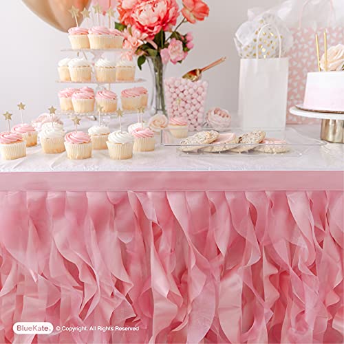 Bluekate Coral Pink Tutu Table Skirt. 6Ft Table Skirt With Double Layer Organza Willows. Princess Party Decorations, Quinceanera, 1St Baby Girl Birthday Decor, Baby Shower Decor Or Gender Reveal #TOP2