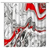 Abstract Marble Shower Curtain Grey Ink Mixed Granite Cracked Lines Texture Painting Pattern Black W