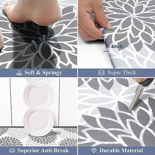 HEBE Anti Fatigue Kitchen Rug Sets 2 Piece Non Slip Kitchen Mats for Floor Cushioned Kitchen Rugs and Mats Waterproof Comfort Standing Mat Runner for Kitchen,Home Office,Sink,Laundry