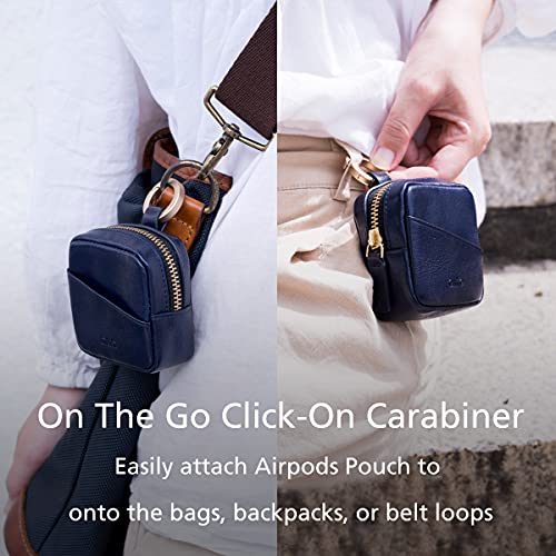 Alto Leather Pouch Designed For Airpods Pro 2 Airpods 3 Airpods Pro Airpods 2 Airpods 1, Italian Aniline Leather Case For Apple Airpods (Navy Blue) #TOP4