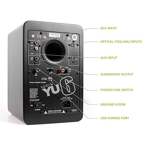 Image of Kanto YU6MB Powered Speakers with Bluetooth and Phono PREAMP - Matte Black - Pair