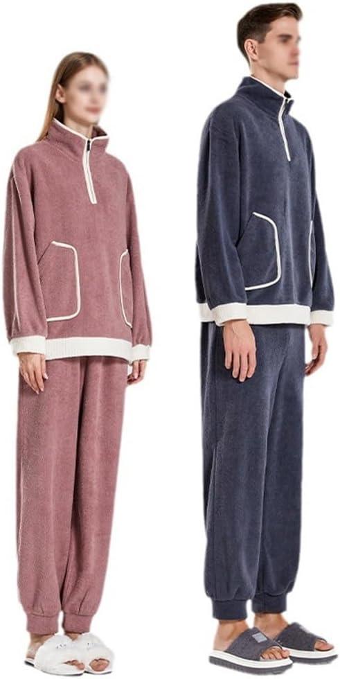 [たけち] 秋冬のホームウェア、暖かいパジャマセットとして外で着用可能、カップルパジャマ、メンズ、レディース
