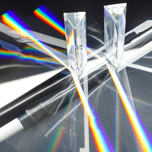 Image of QFkris 4pcs 6 inch Clear Optical Lens Glass Triangular Prism for Photography Science Classroom Rainbow Maker Art Decor (Pack of 3)
