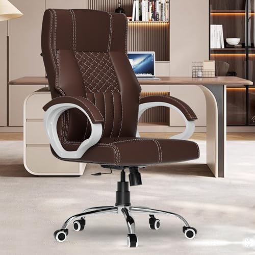 Image of FUGO FG21 Orthopedic Boss Chair with 3-Years Warranty, Executive Office Chair Ergonomic High-Back Chair-Cushioned Seat & Armrests, Metal Base, Rocking Movement (Brown)