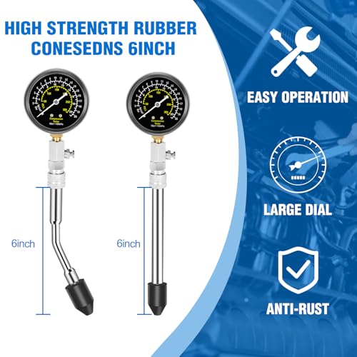 Image of BETOOLL 9pcs Petrol Engine Cylinder Compression Tester Kit with Spark Plug Gap Tool 32 Blades Steel Feeler Gauge 300PSI Engine Cylinder Compression Gauge Automotive Tool