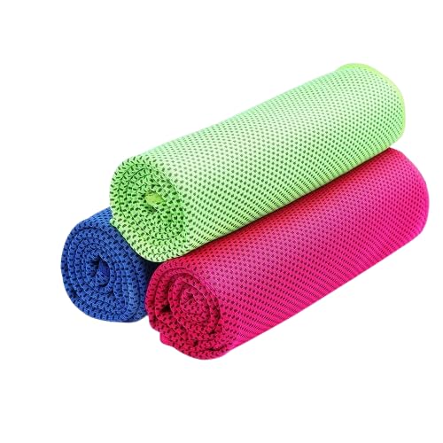 MYTHOS Microfiber Cooling Sports Towel 3 Pack (40 x 12 Inches), Eco-Friendly Soft Breathable Chilly Ice Towels for Yoga, Running, Gym, Workout, Camping & Fitness, Quick Dry Sweat Towel, Multicolor-image-44