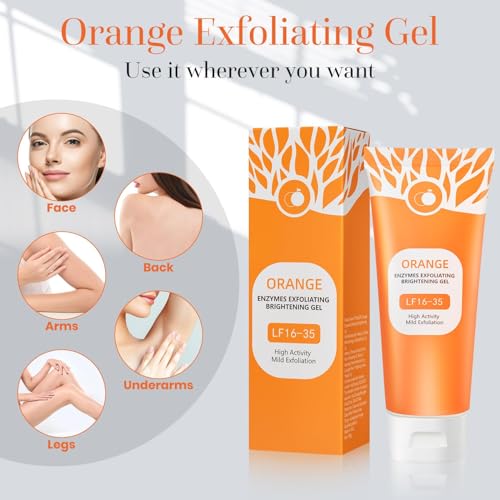Image of Orange Exfoliating Gel for Face & Body - Deep Cleansing Moisturizing Scrub with Enzymes, ExfoliatorOrganicFacial Formula to Remove Blackheads & Smooth Skin, Suitable for All Skin Types