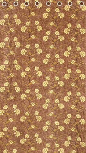 Image of Heavy Polyester Floral Printed Long Door Light Filtering Curtains for Living Room Bedroom Hall Room, 9 feet Long Door, Brown, Set of 2