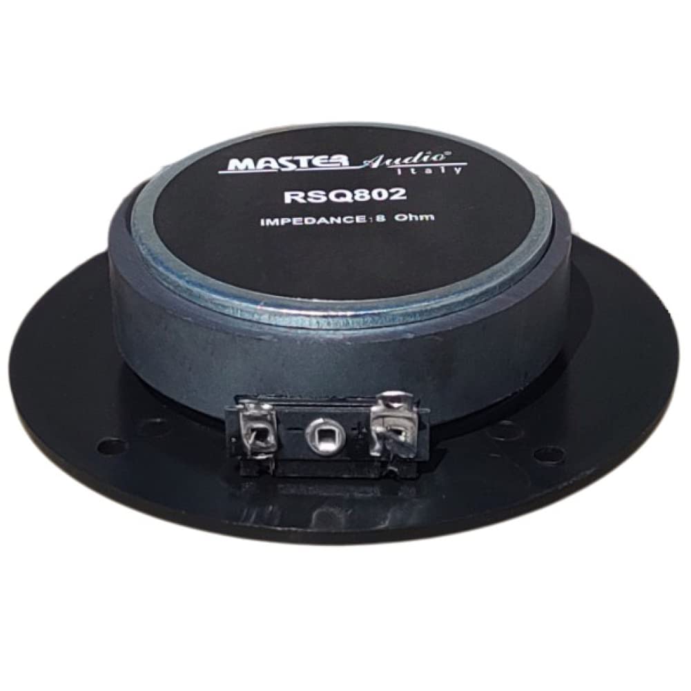 MASTER AUDIO 1 RSQ802 Tweeter à dôme Noir 100 Watts rms 200 Watts Max 10 cm 100 mm 4" impédance 8 ohm Bobine 25 mm Ultra Slim pour Maison, 1 pièce + condensateur Cadeau