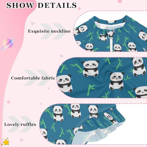Cute Panda Girls Long Sleeve Rashguard Swimsuit UV Protection One-Piece Swimwear Bathing Suit B04042024