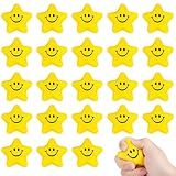 24PCS Star Stress Balls Cute Smiley Face Foam Toys 2.16Inch Mini Stress Relief Balls for Kids Adults Classroom Anxiety Fidget Sensory Party Decorations Supplies
