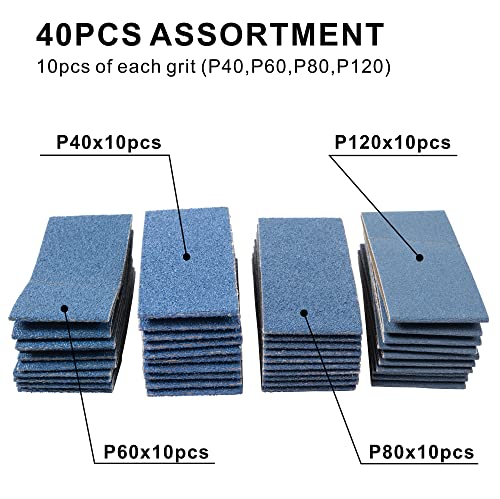 Image of 40 Pack Sanding Belts Replacement 2-3 /8 x 10-1 /4 inch Size - 10 Each of 40 /60 /80 /120 Grits Zr-Corundum Sanding Belt (2-3 /8 inch x 10-1 /4 inch Belts)