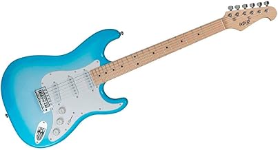 Monoprice Cali Classic Electric Guitar - Blue, 6 Strings, Double-Cutaway Solid Body, Right Handed, SSS Pickups, Full-Range Tone, With Gig Bag, Perfect for Beginners - Indio Series