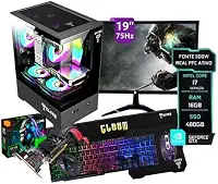 PC Gamer Megalon Completo Intel core i7 3.4 GHz 16 GB RAM SSD 480 GB Fonte 500 W Monitor 19″ HDMI Placa de video GT730 4gb