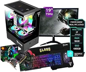 PC Gamer Megalon Completo Intel core i7 3.4 GHz 16 GB RAM SSD 480 GB Fonte 500 W Monitor 19″ HDMI Placa de video GT730 4gb
