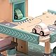 MERKAN, Kinder Holzparkplatz mit Accessoires, Zweistöckige Holz-Fahrzeuggarage,Skandinavische Farbgebung, Holzspielzeug für Kinder, Interaktives Spielzeug, Zubehör inklusive,