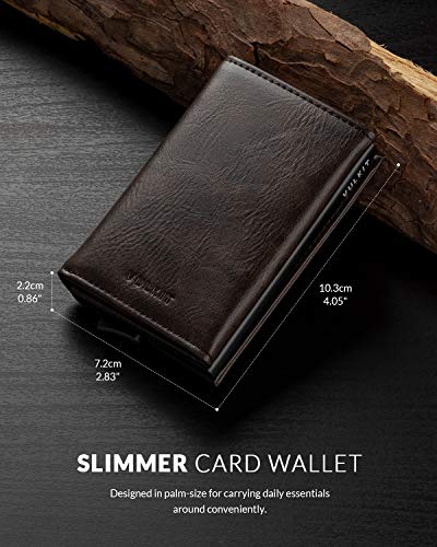 Image of VULKIT Pop up Wallet Minimalist Cash Wallets RFID Blocking Leather Smart Credit Card Holder with Magnetic Closure for Men
