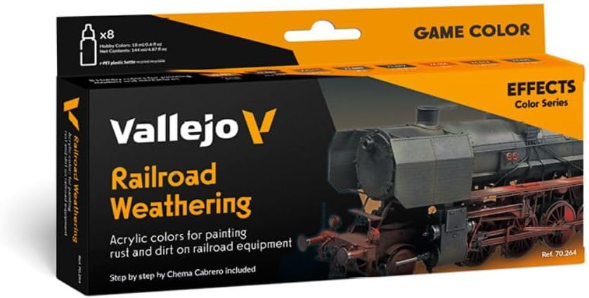 Vallejo - Game Color Railroad Weathering Set | Set for Modeling Acrylic Paints | 8 Bottles x 18 ml (0.60 fl.oz.)