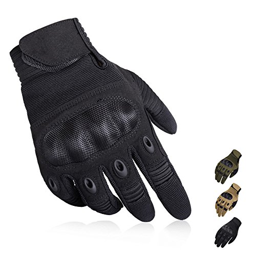 K-mover Full Finger Tactical Gloves Military Hard Knuckle Outdoor Gloves for Cycling Motorcycle Hiking Camping (Black, X-Large)