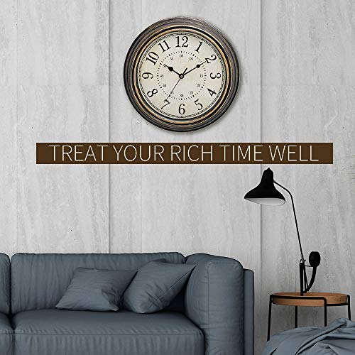 Lonbuys 12 Inch Vintage Retro Wall Clock, Silent Non-Ticking Quartz Decorative Wall Clocks With Large Numbers Easy To Read For Kitchen,Living Room,Bathroom ,Bedroom,Office,School(Gold Bronze) #TOP5