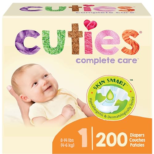 Image of Cuties | Skin Smart, Absorbent & Hypoallergenic Diapers with Flexible & Secure Tabs | Bulk Case | Size 1 | 200 Count