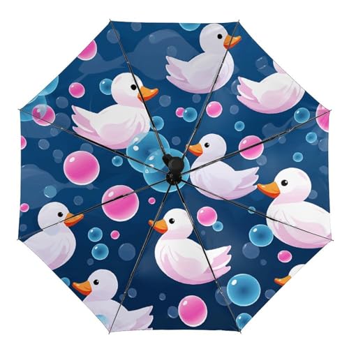 Parapluie pliant automatique ACEPrints avec motif de canards animés