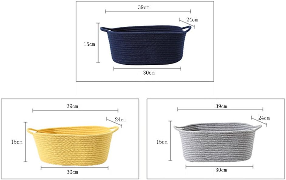 3Pack,Cotton Rope Basket,Woven Storage Basket,Toy Baskets,Baby Nursery toys, S 15.4 x 9.4 inches (39 x 24 cm)
