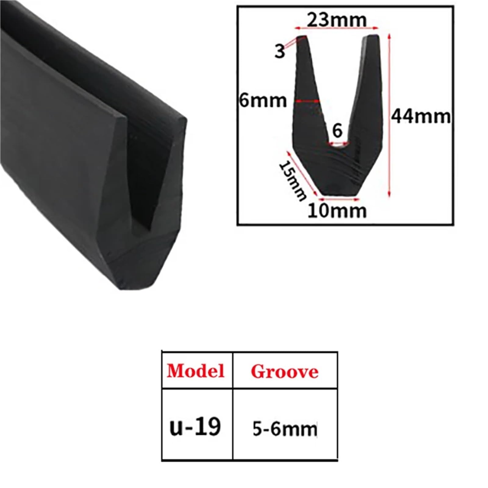 Junta de sellado para mampara de baño en forma de Tira de sellado de goma con borde de canal en U, multicolor, 1-4M(U-19,1Meter)